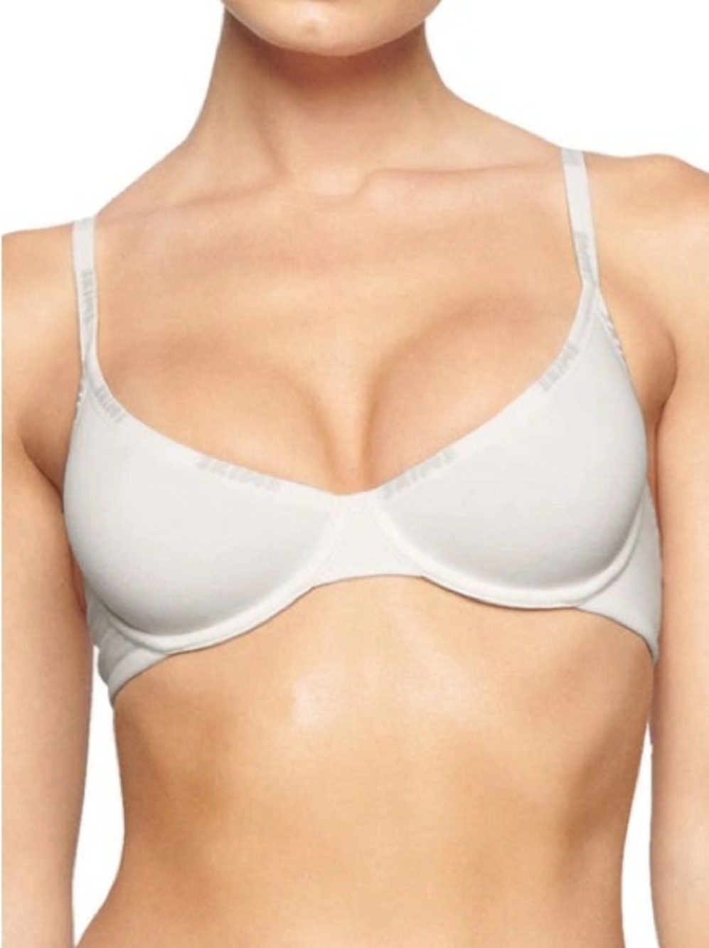 SKIMS 32DD COTTON LOGO UNDERWIRE DEMI BRA WHITE